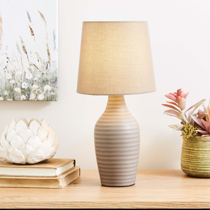Luna Table Lamp Cream by Dunelm