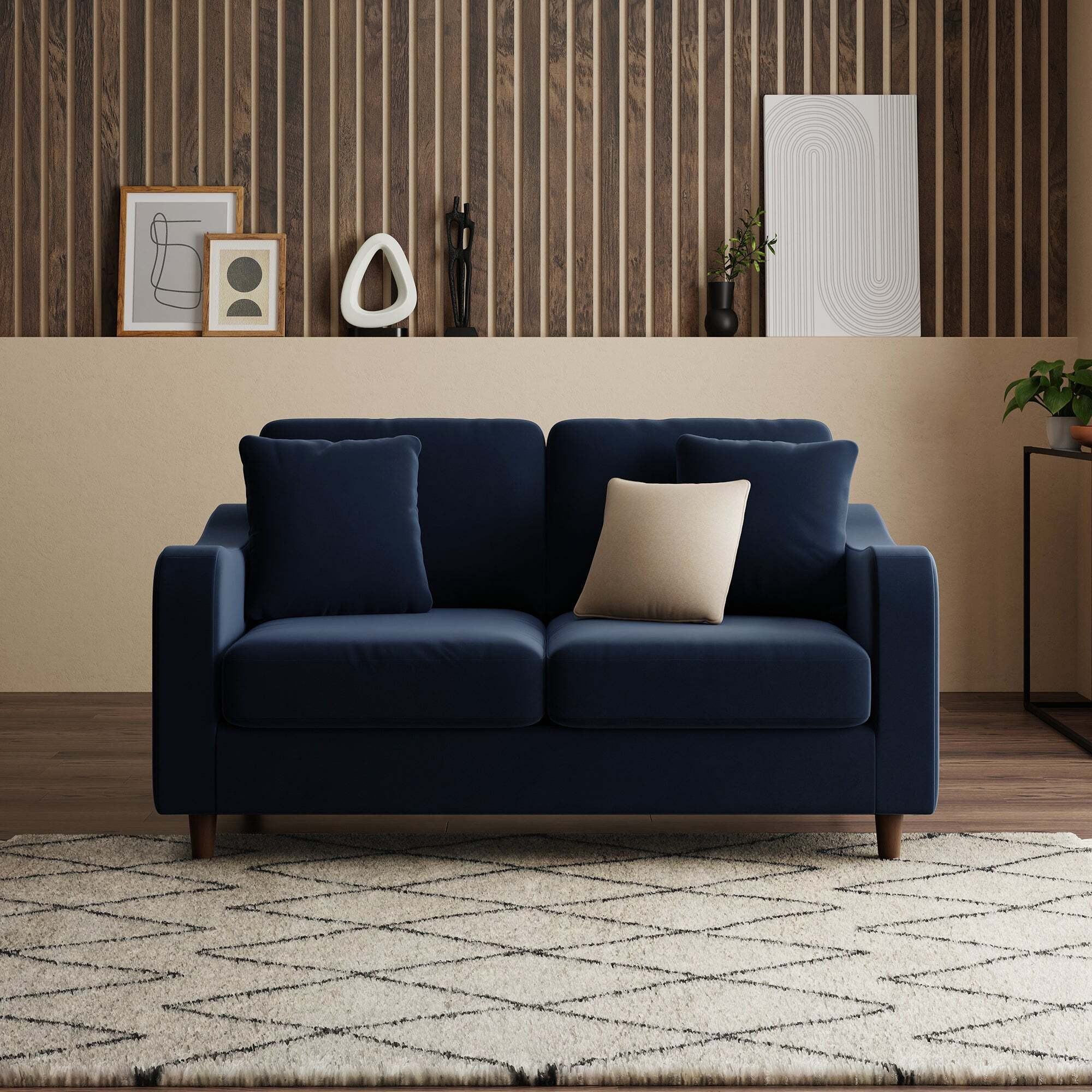 Ellison Velvet 2 Seater Sofa Navy Velvet by Dunelm