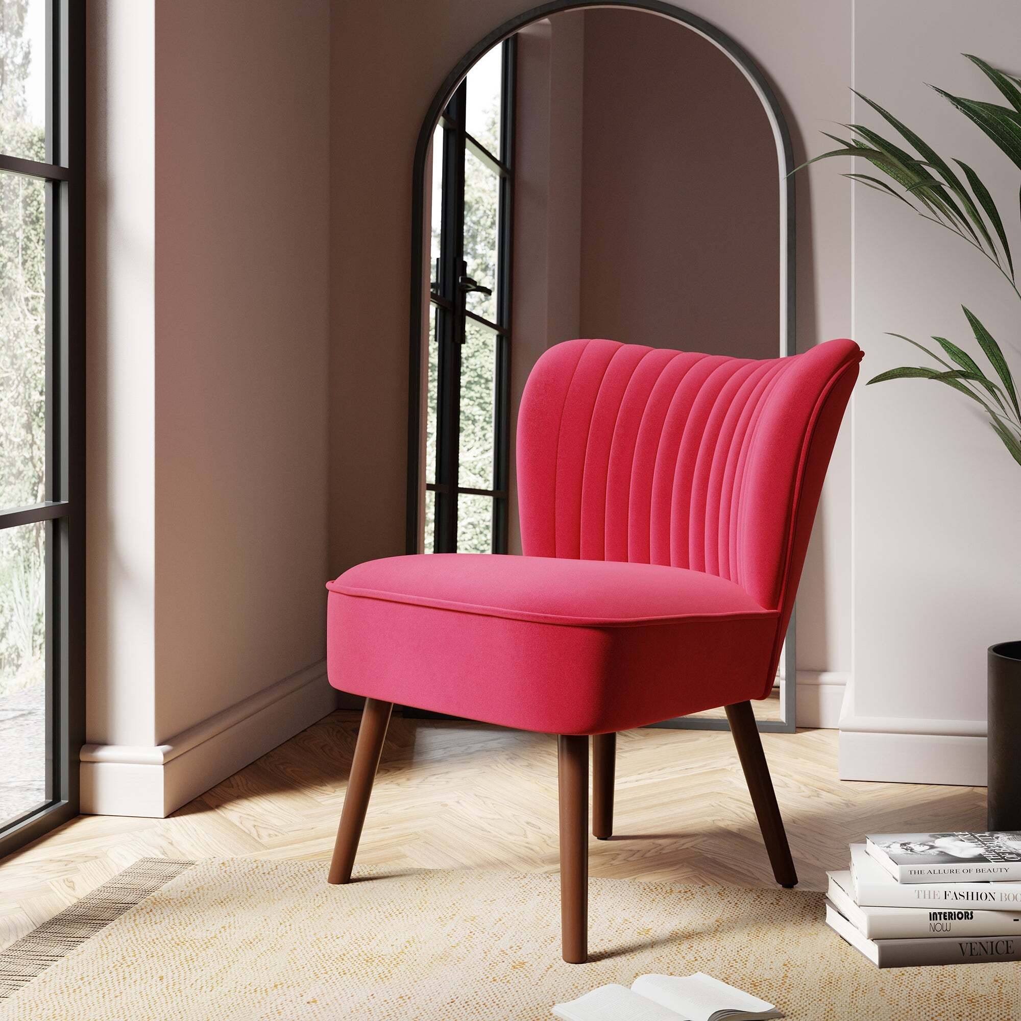 Camille Velvet Cocktail Chair Magenta (Pink) by Dunelm
