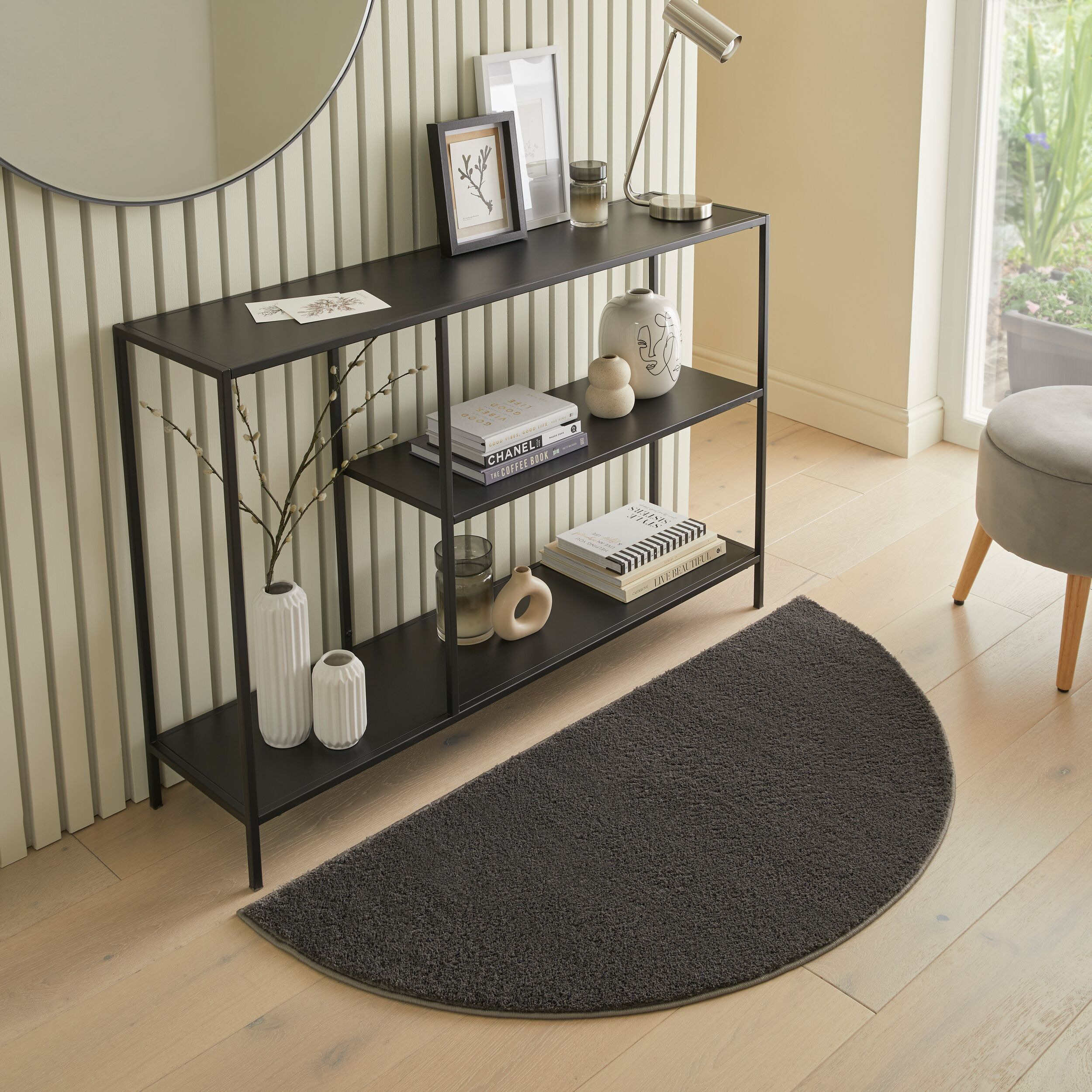 Isla Half Moon Rug Isla Grey by Dunelm | ufurnish.com