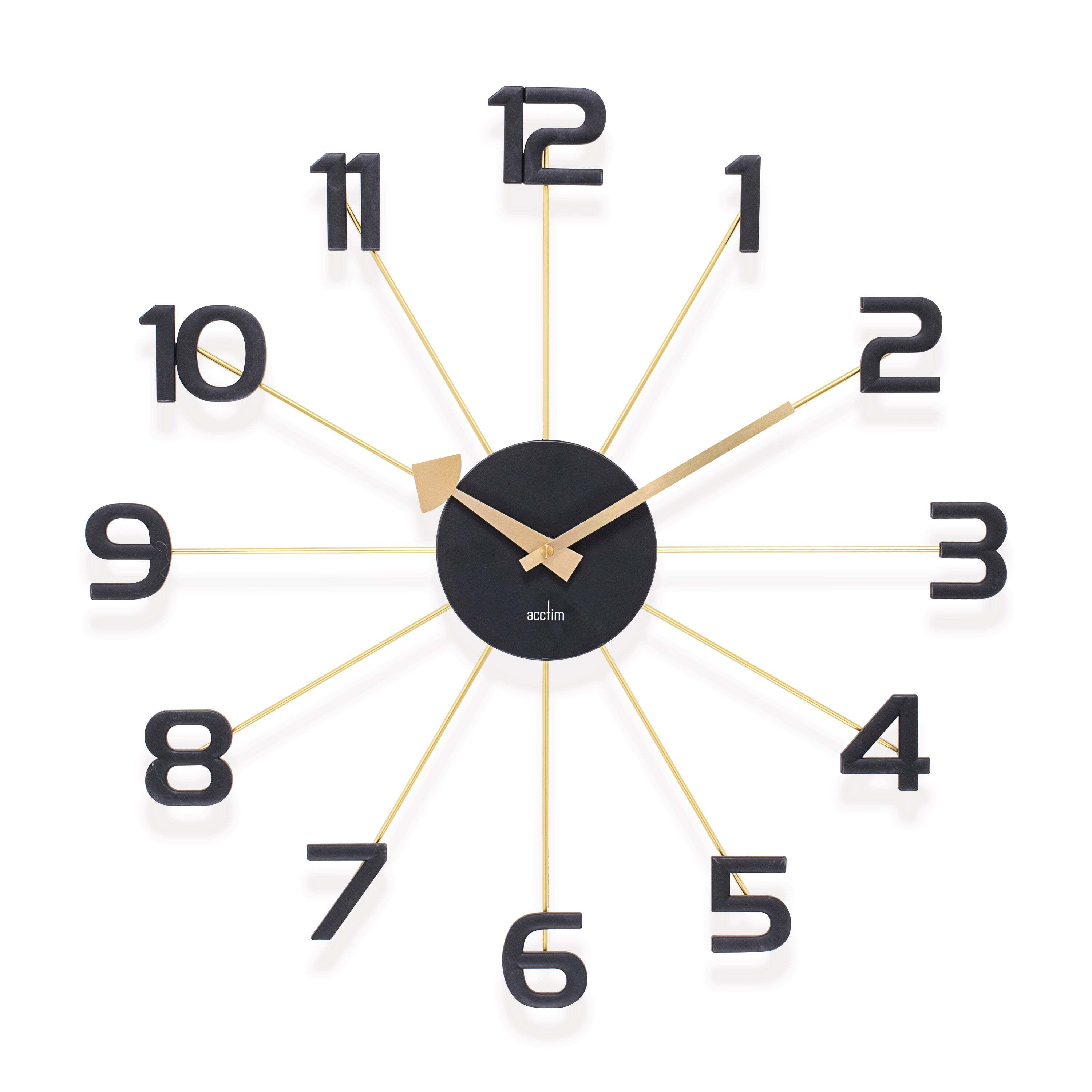 Acctim Astraea Large Quartz Wall Clock Gold Black by Dunelm