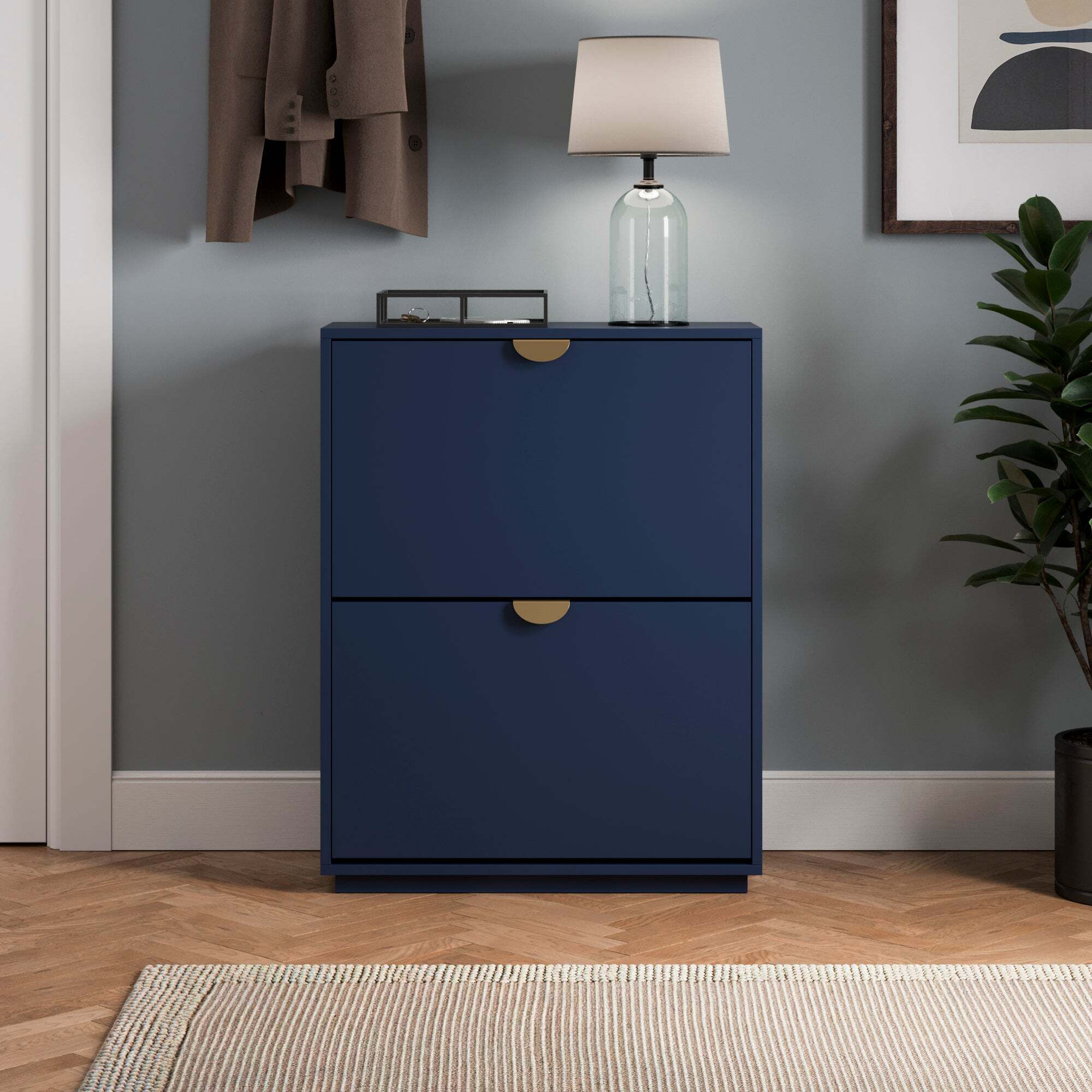 Corbett 2 Door Shoe Storage Luxe Navy by Dunelm