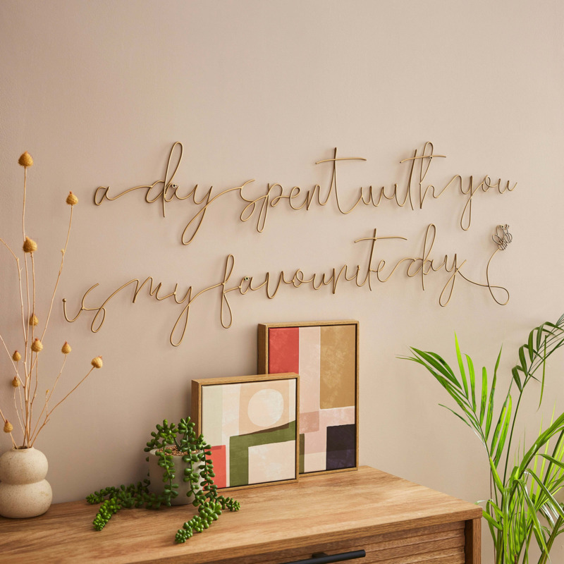 Winnie The Pooh 'A Day Spent With You' Wire Wall Art Gold by Dunelm