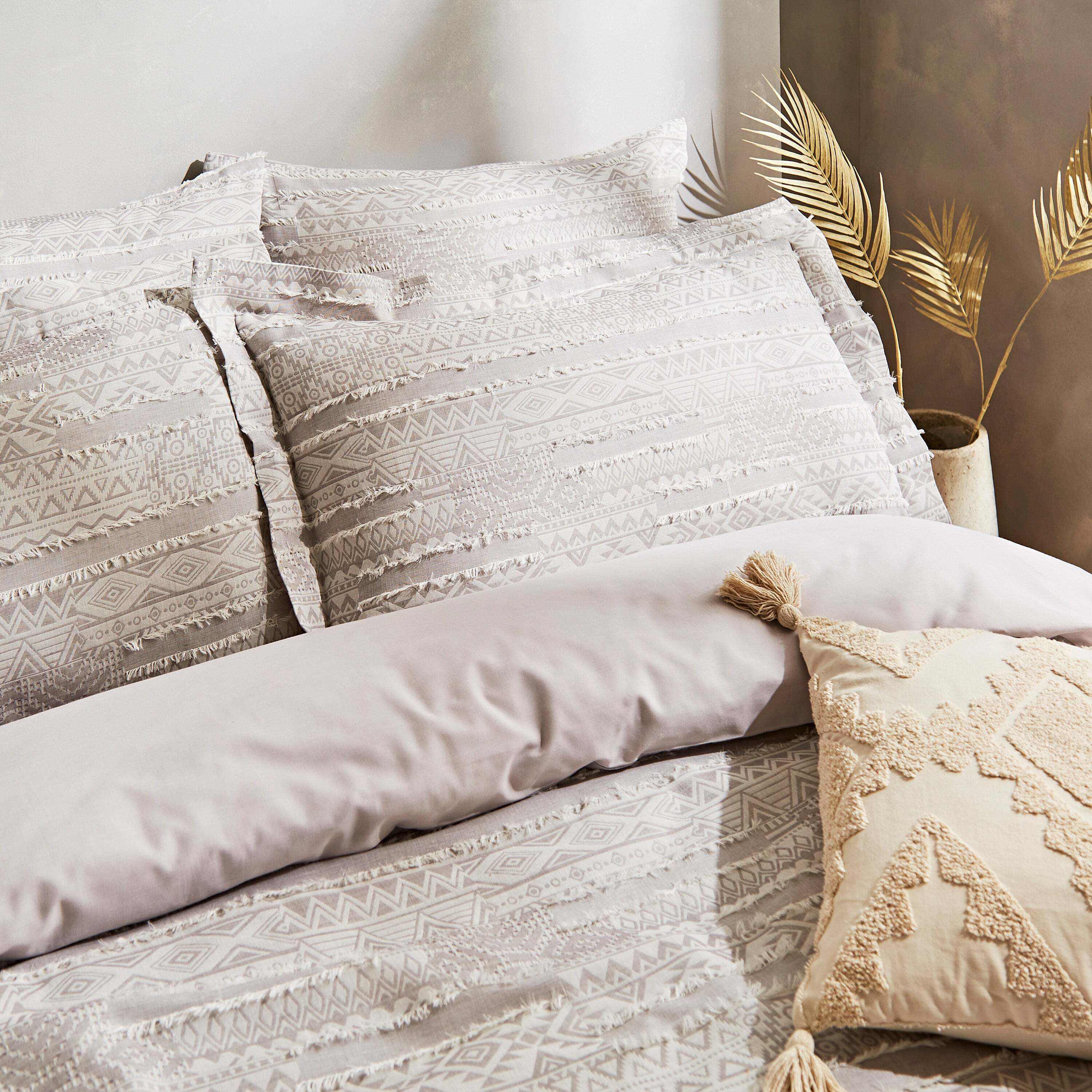 Pineapple Elephant Enola Aztec 100 Cotton Grey Oxford Pillowcase Pair