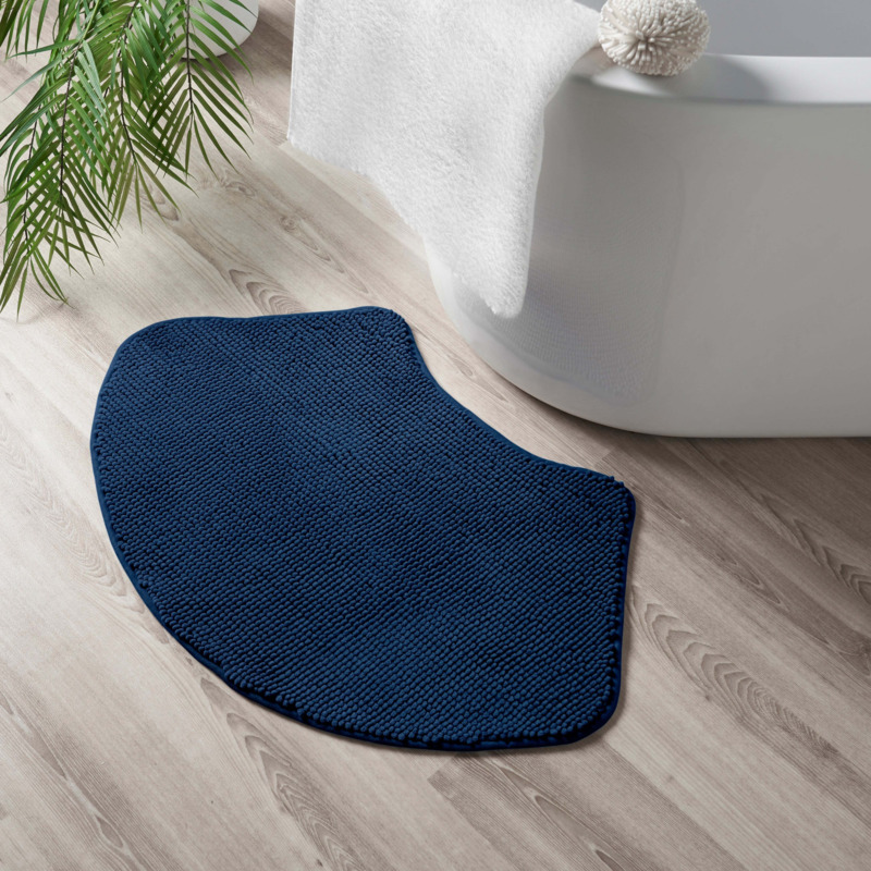 Mini Bobble Oval Bath Mat Navy (Blue) by Dunelm