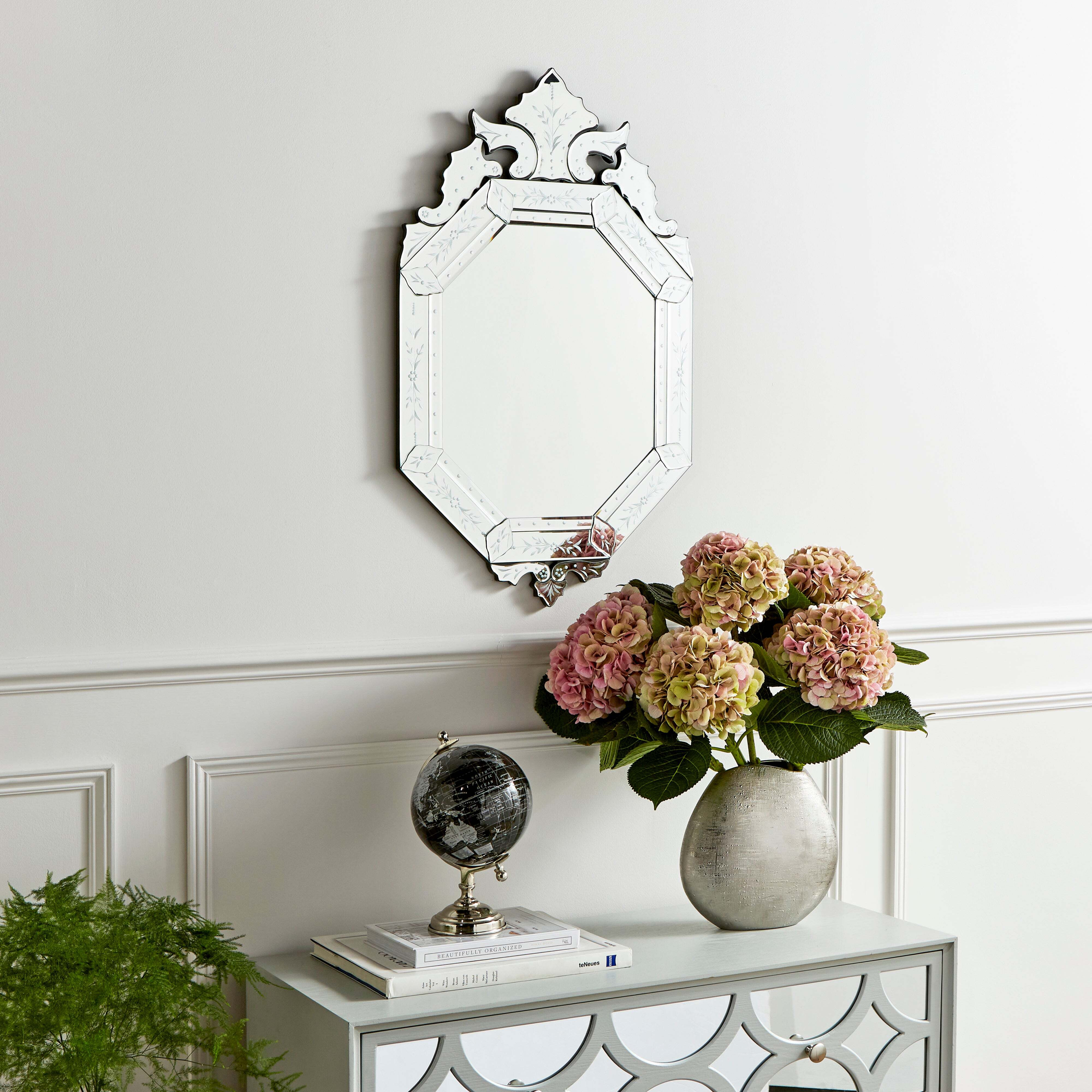 Glass Swept Octagon Wall Mirror Silver by Dunelm
