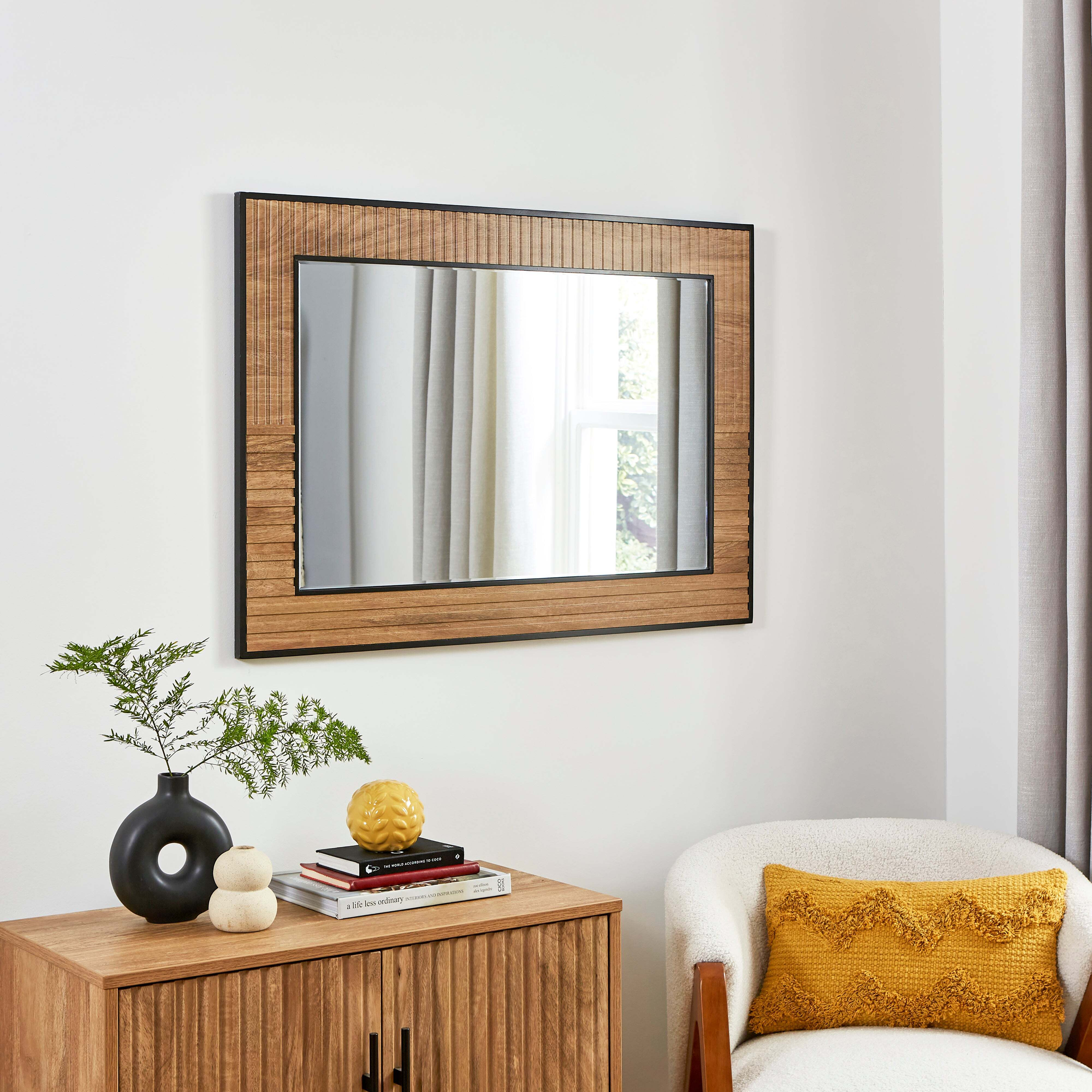 Bryant Rectangle Overmantel Wall Mirror Brown by Dunelm