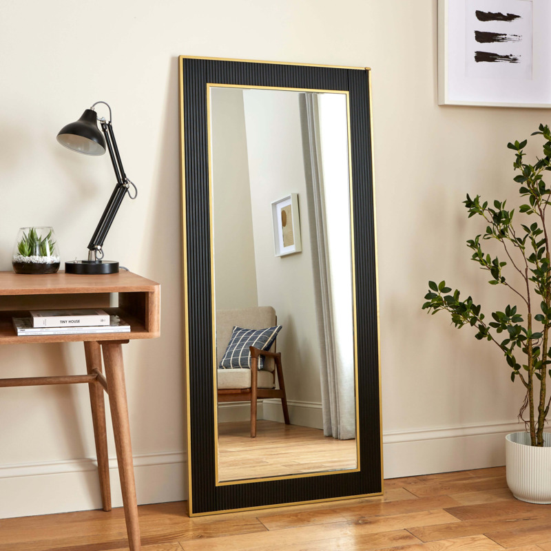 Full Length Leaner Mirror Black by Dunelm