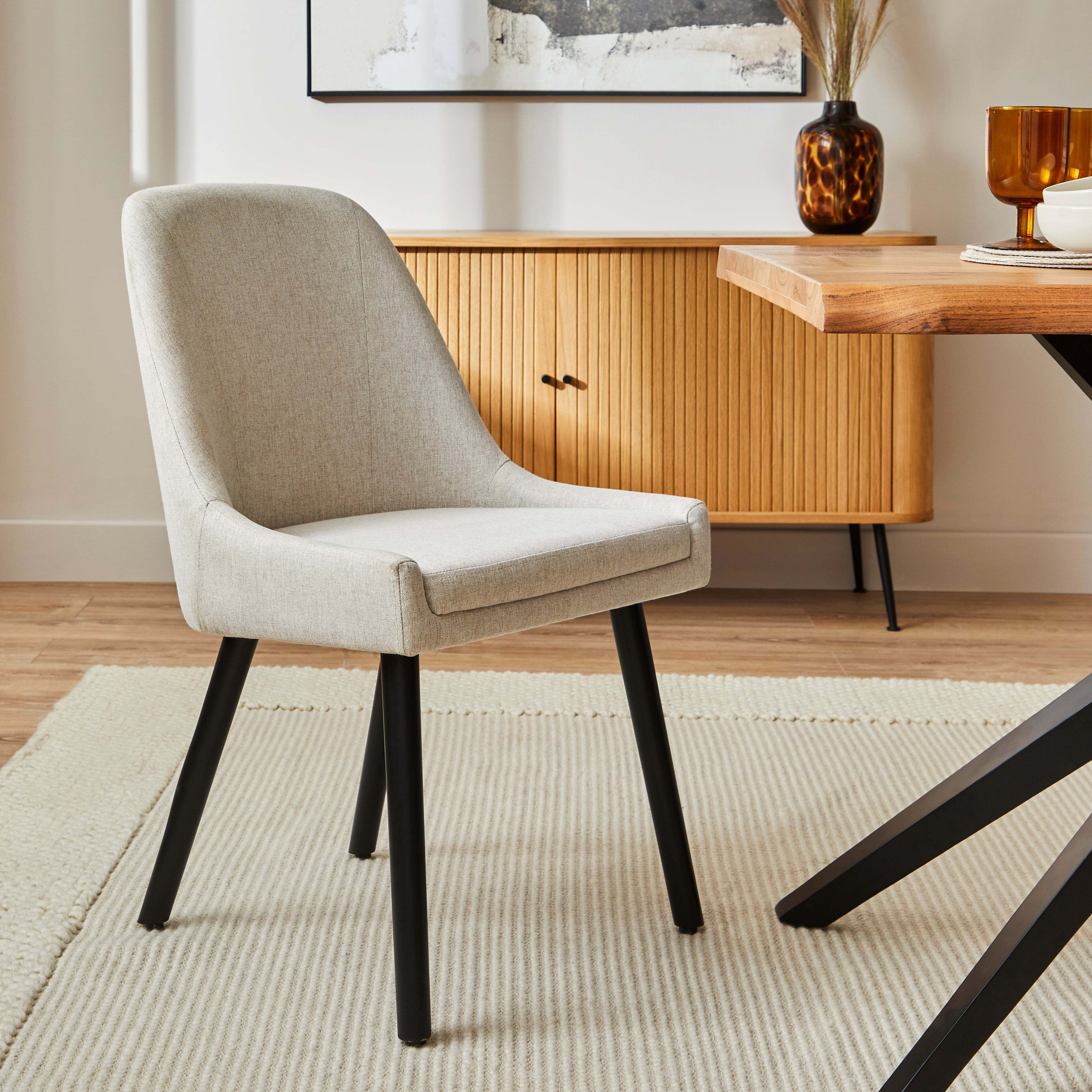 Eddie Dining Chair, Luna Fabric Natural by Dunelm