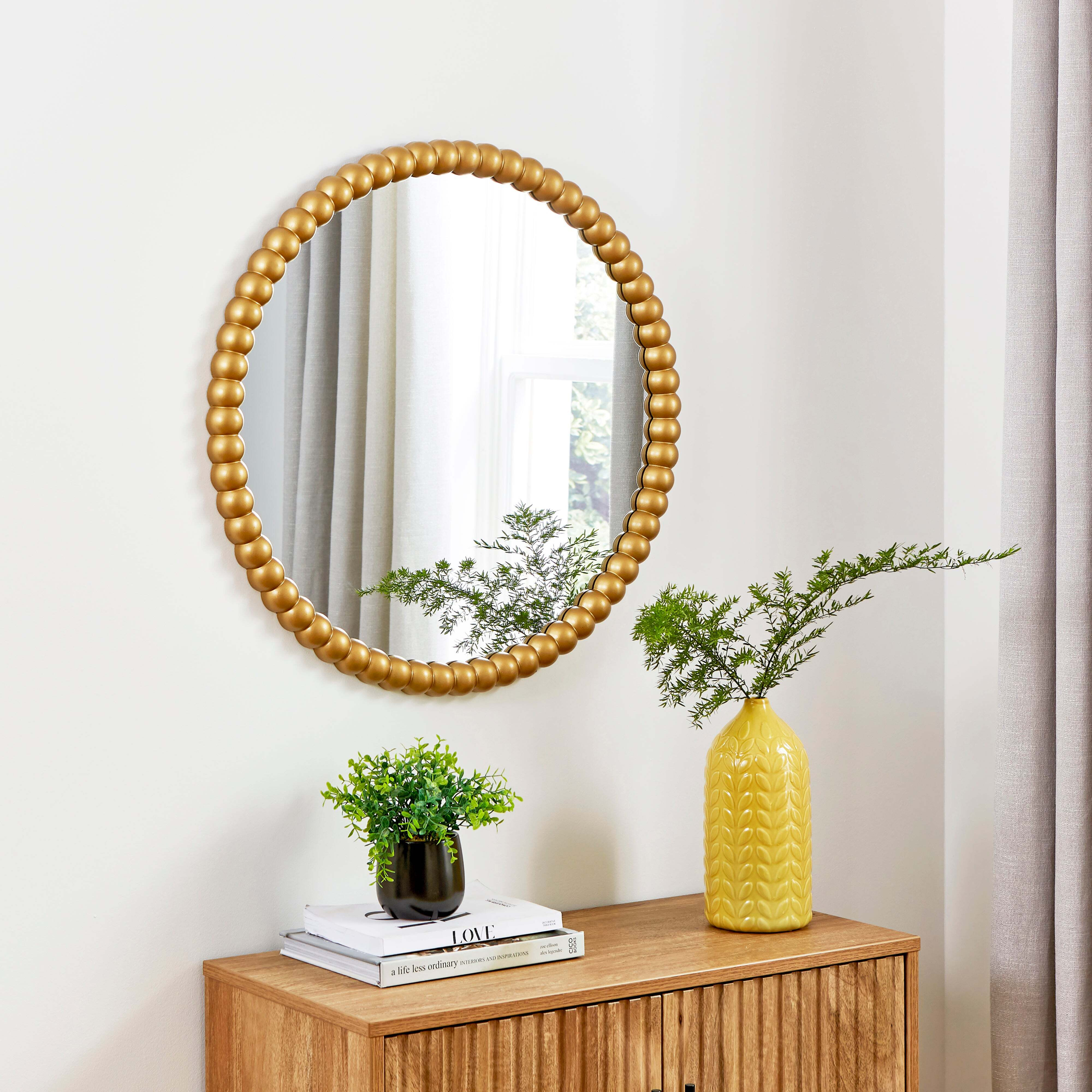 Bobbin Round Wall Mirror Gold by Dunelm