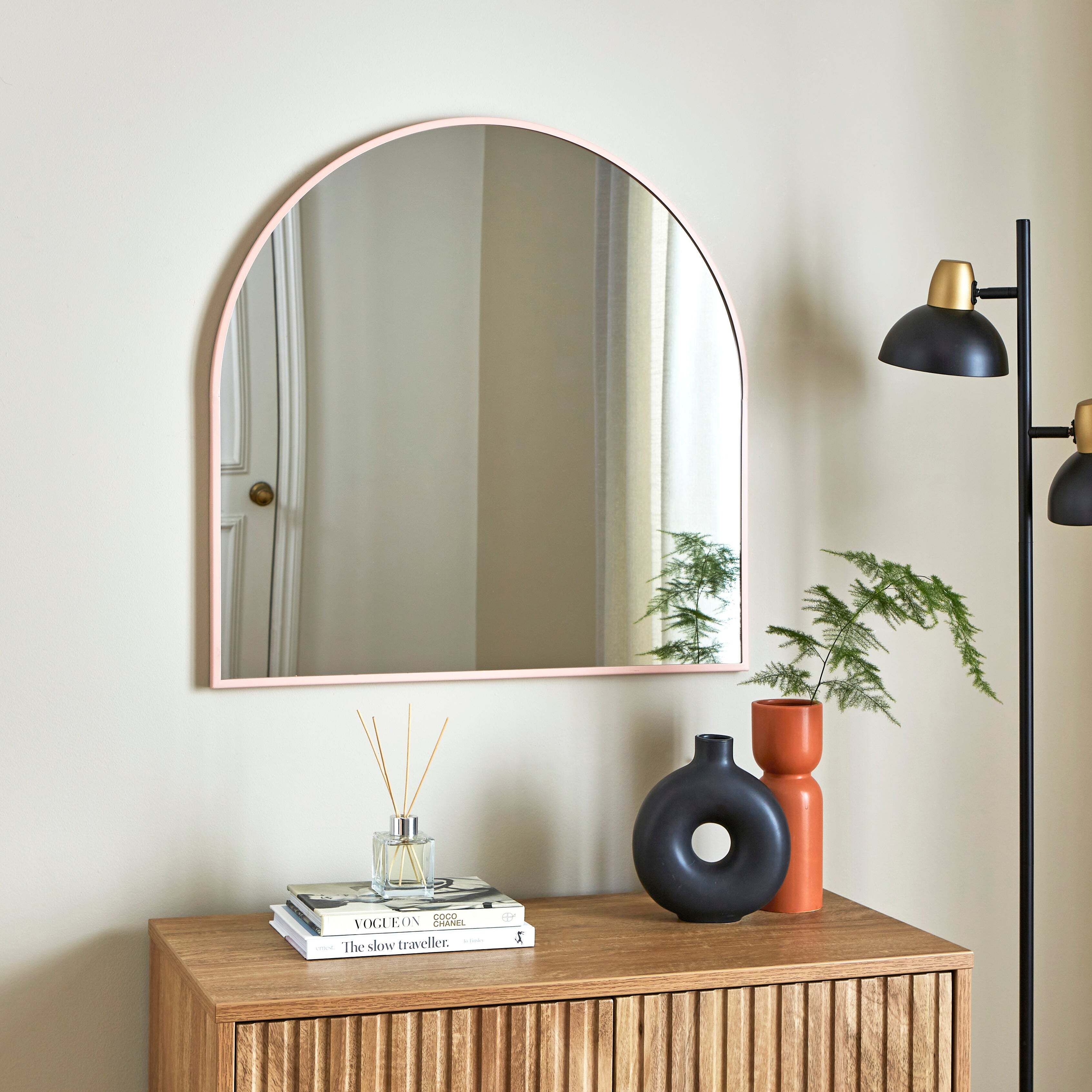 Arch Metal Wall Mirror Apricot by Dunelm