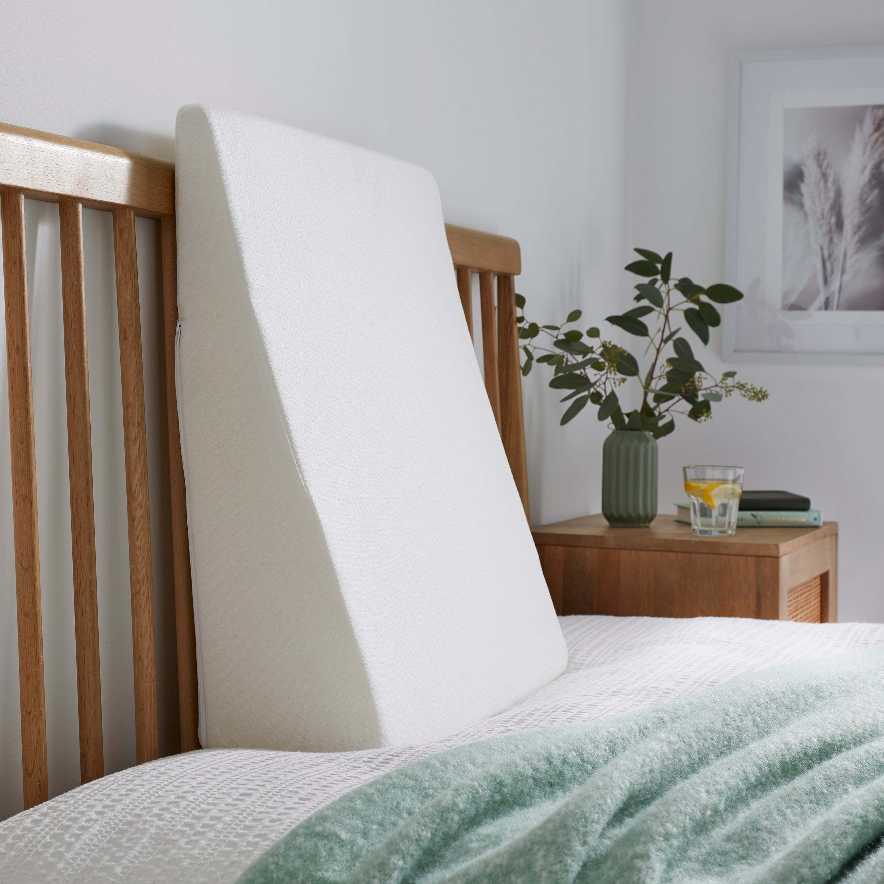 Memory Foam Back Sleeper Large Wedge Back Pillow White by Dunelm