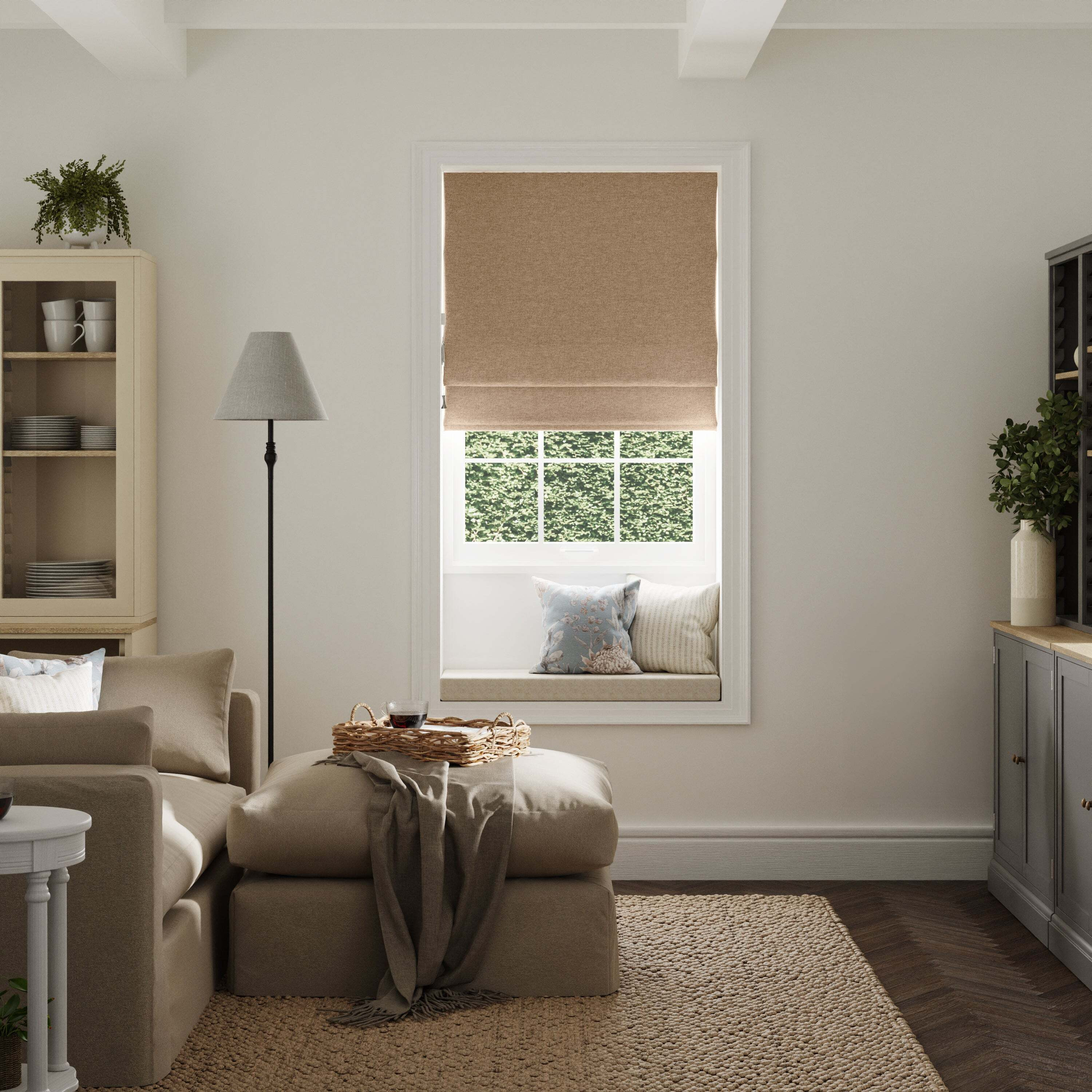 Luna Dark Sand Blackout Roman Blind Dark Sand by Dunelm
