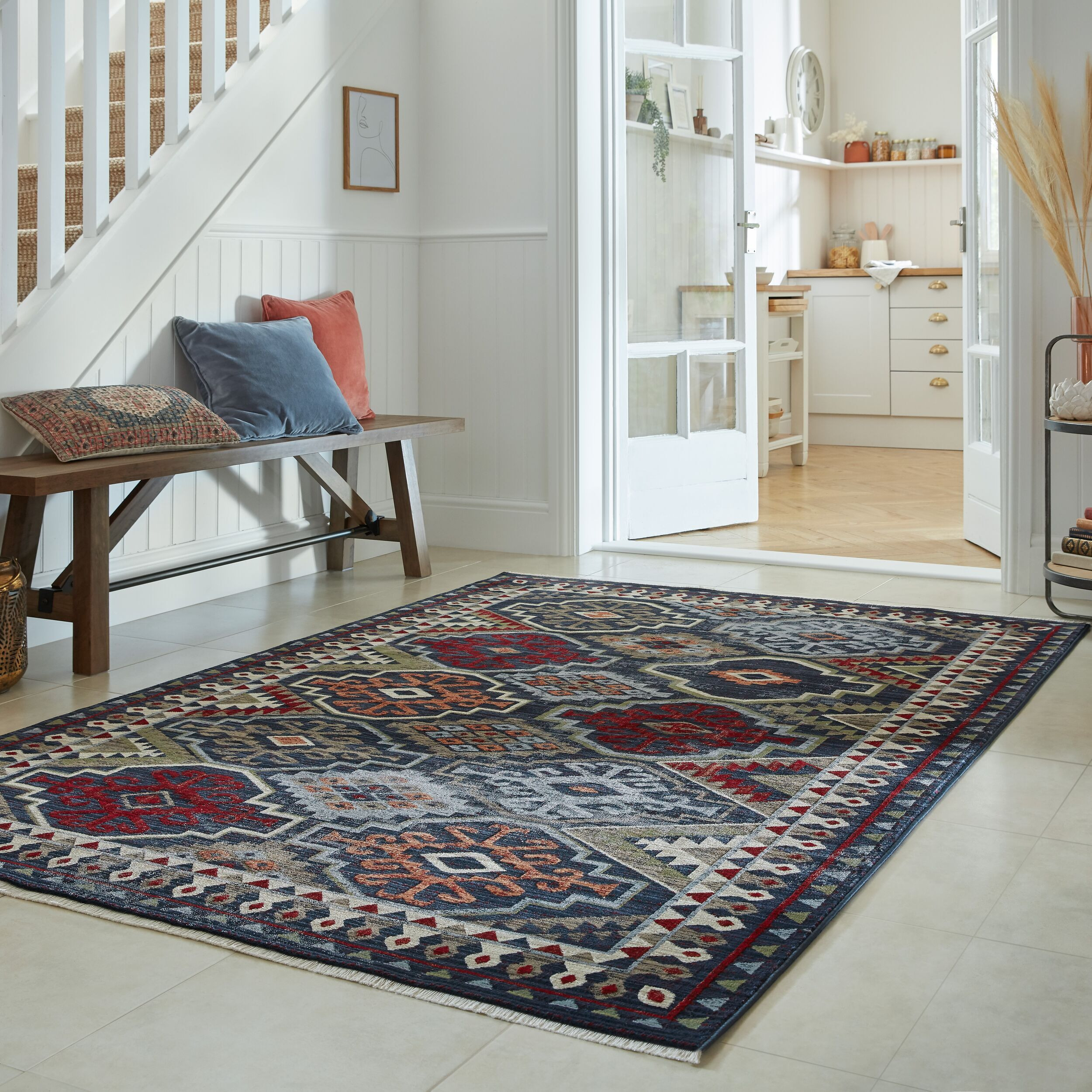 Esin Traditional Rug Blue by Dunelm
