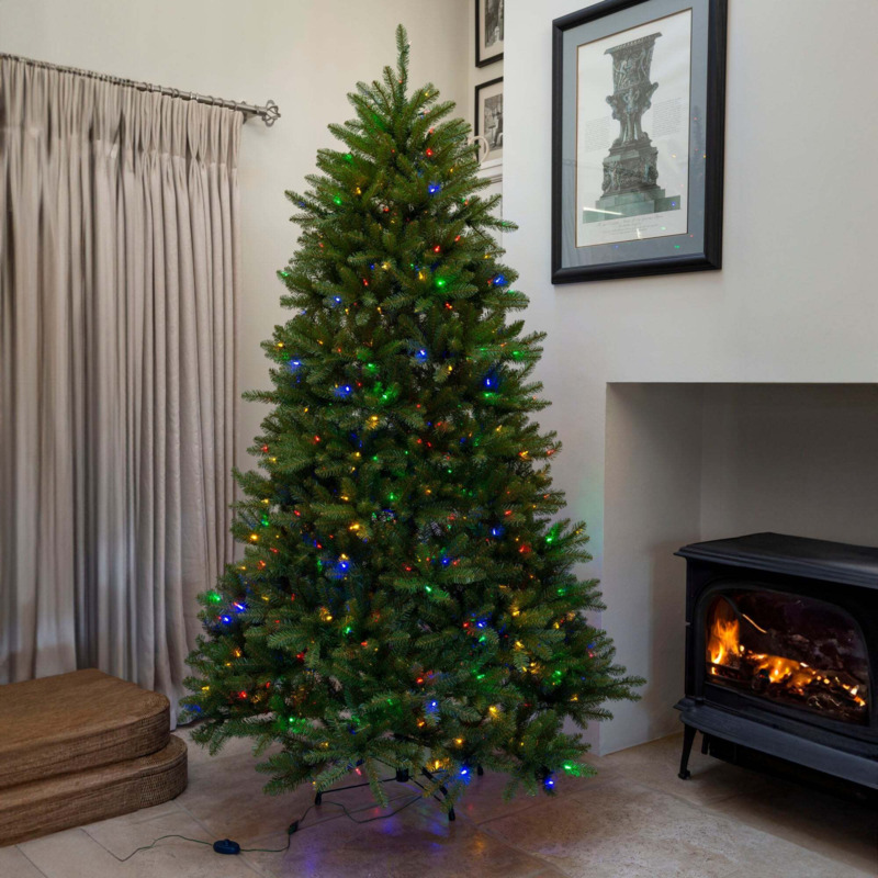 Dunhill Fir 7ft Prelit Christmas Tree Green by Dunelm