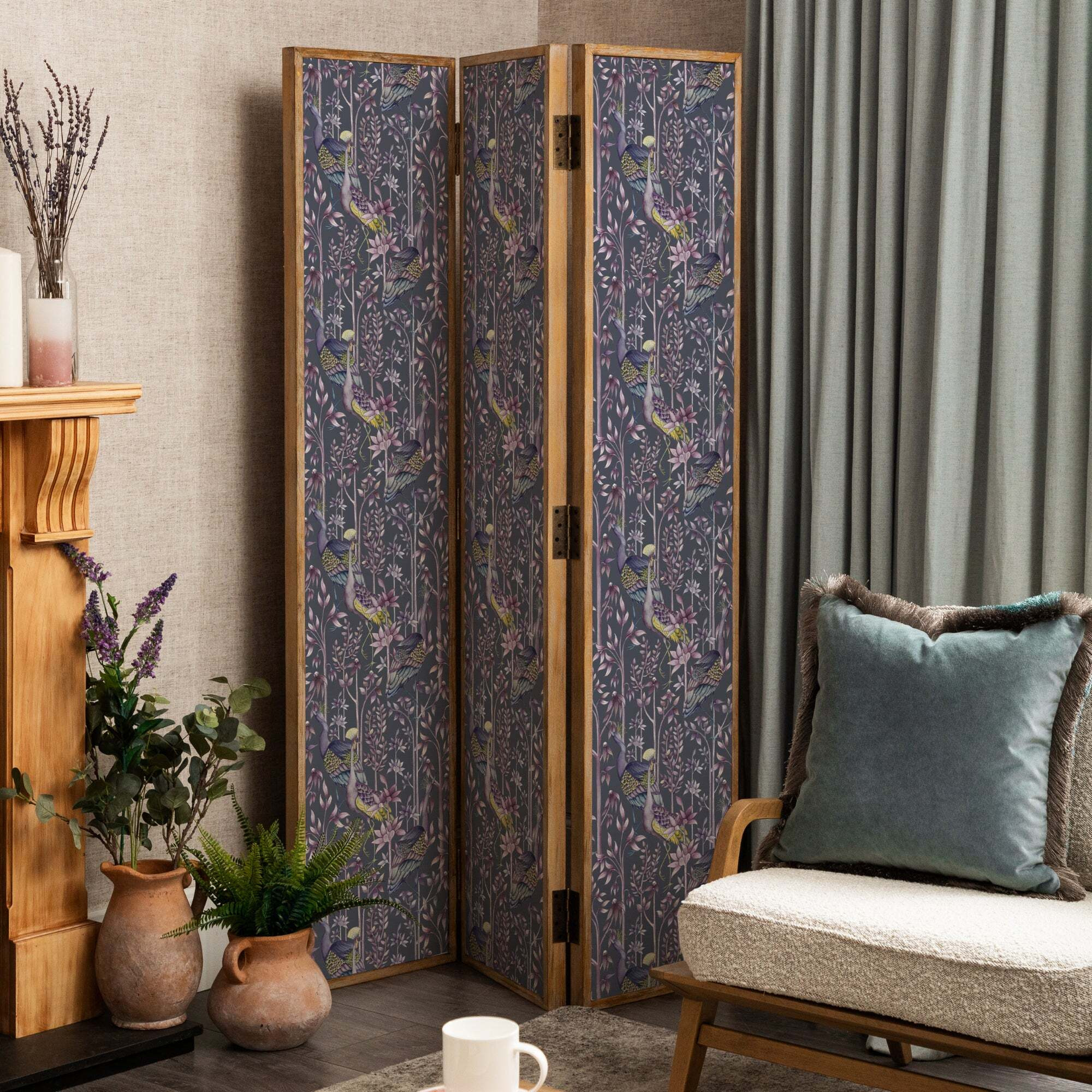 Bennu Room Divider Purple by Dunelm