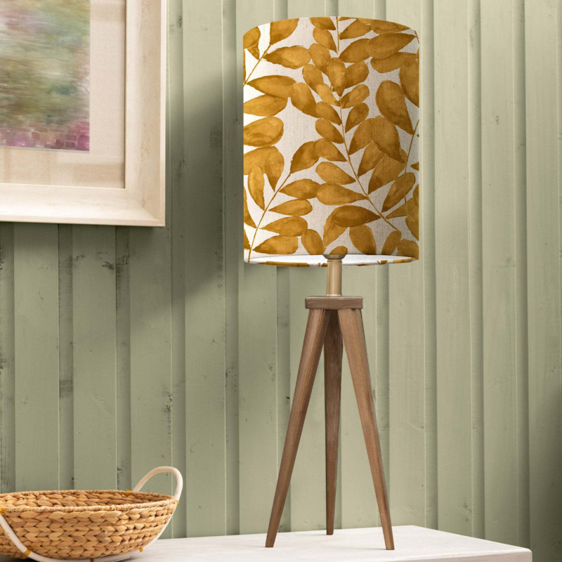 Aratus Tripod Table Lamp with Rowan Shade Rowan Gold by Dunelm