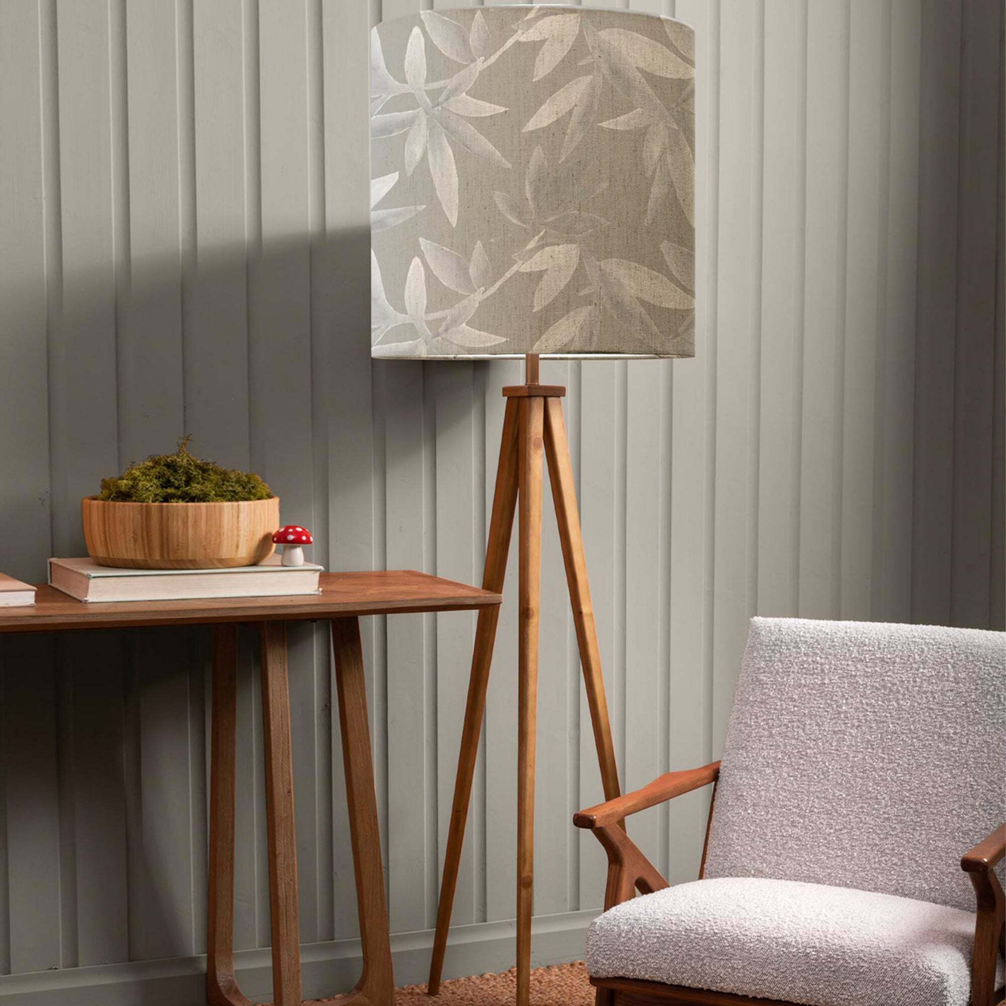 Aratus Tripod Floor Lamp with Silverwood Shade Silverwood Light Grey by
