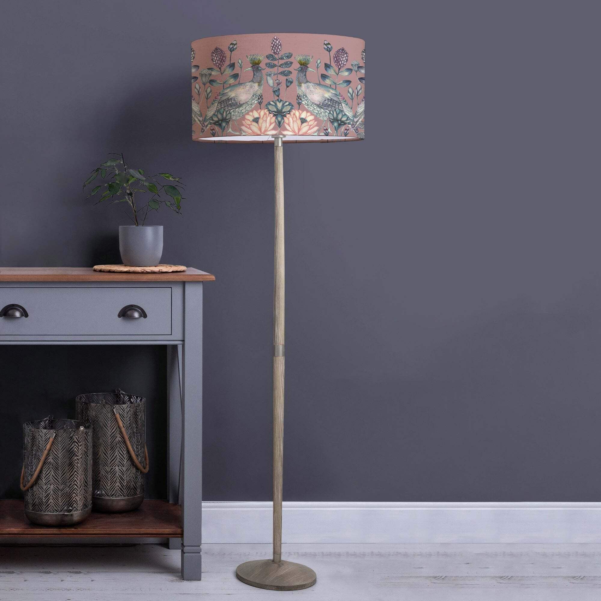 Solensis Floor Lamp with Ahura Shade Ahura Mauve Purple by Dunelm