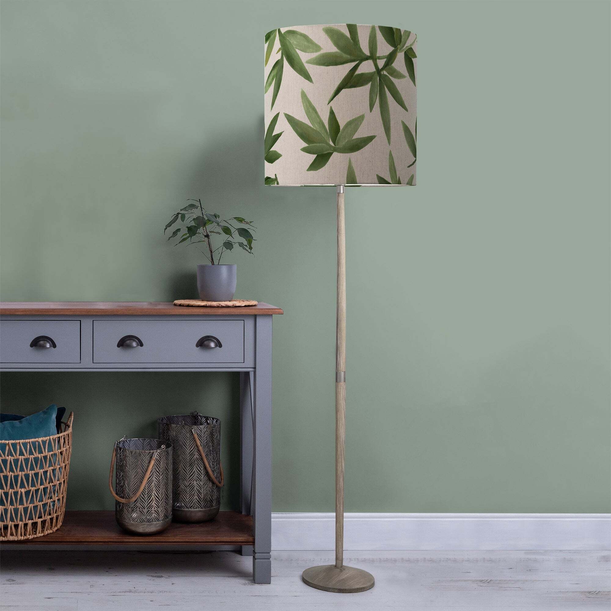 Solensis Floor Lamp with Silverwood Shade Silverwood Apple Green by