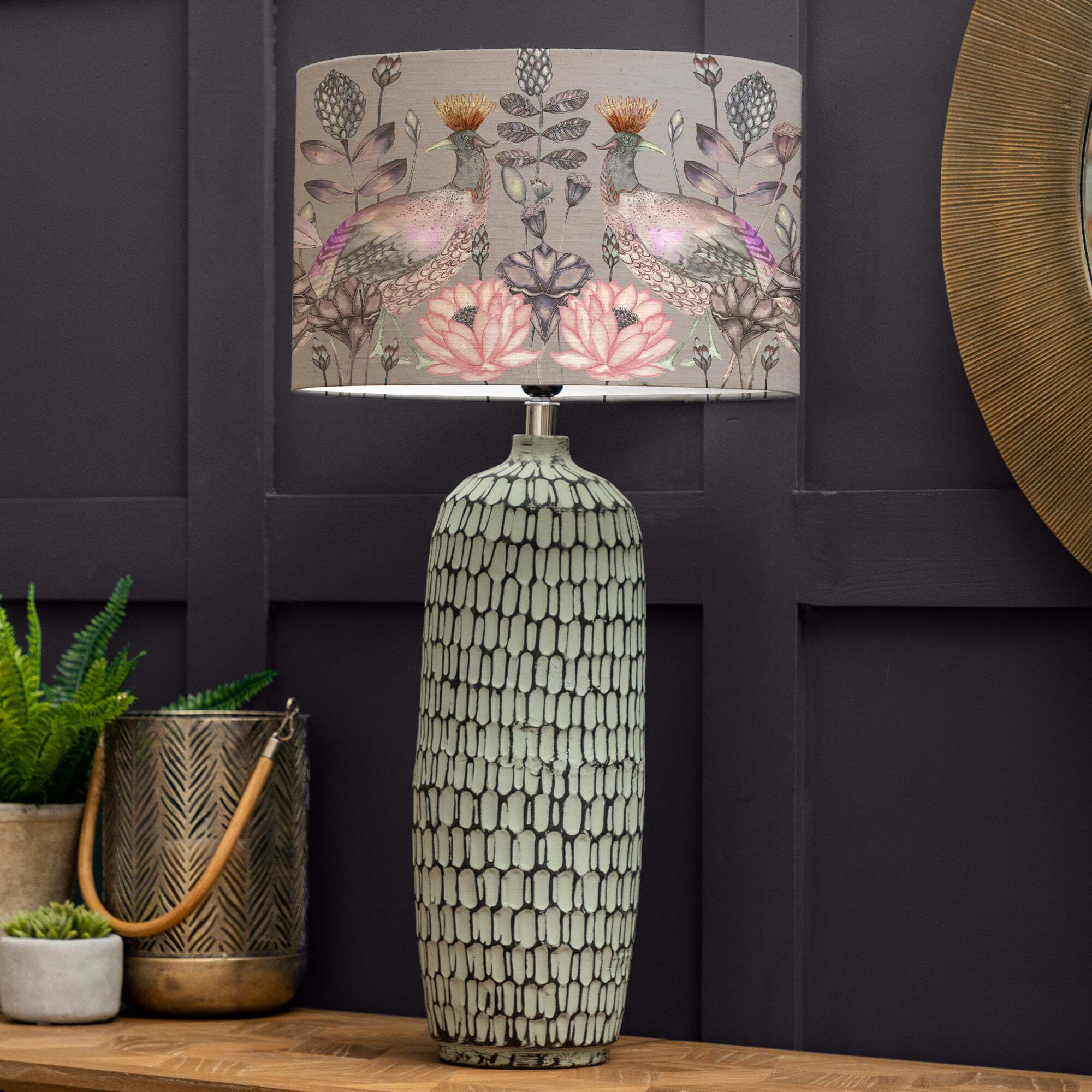 Stornoway Table Lamp with Ahura Shade Ahura Mauve Purple by Dunelm ...