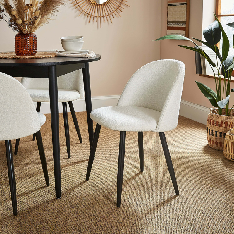 Astrid Dining Chair, Ivory Boucle Ivory by Dunelm