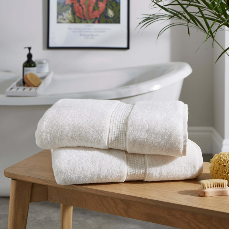 Set of 2 Plush Cotton Bath Sheets Ivory by Dunelm