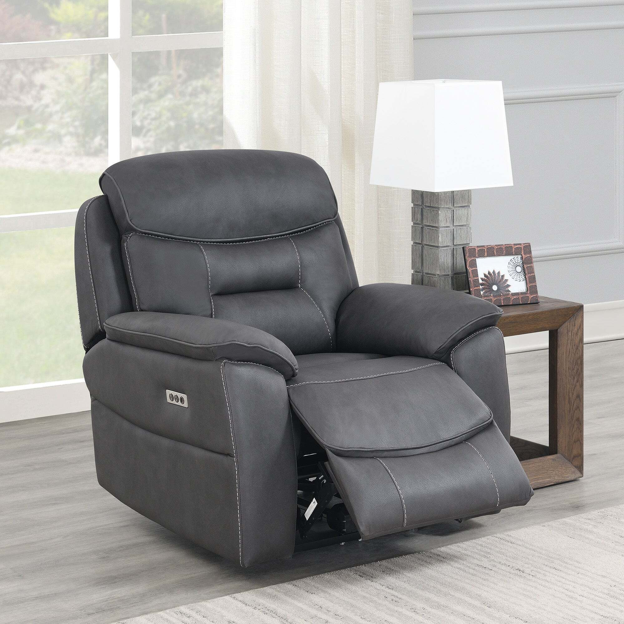 Leroy Electric Recliner Chair Grey by Dunelm
