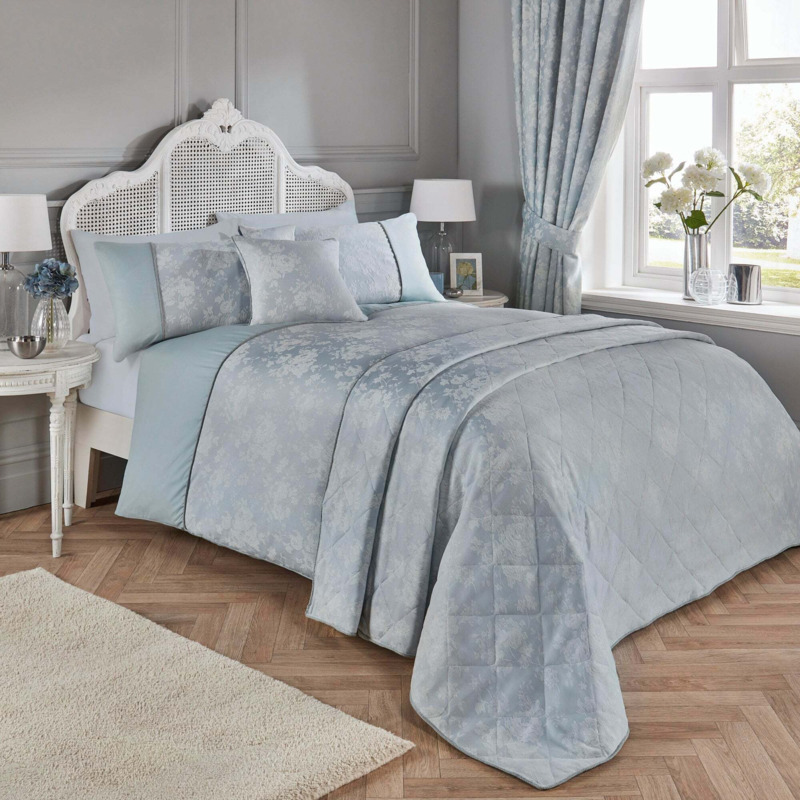 Dreams and Drapes Woven Imelda Duck Egg Duvet Cover and Pillowcase Set