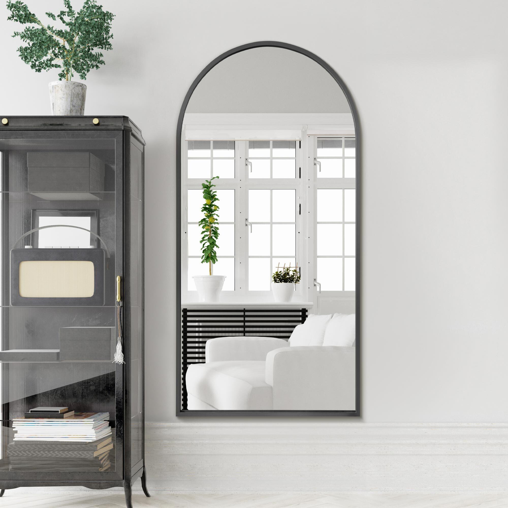 Arcus Framed Arched Wall Mirror Black by Dunelm