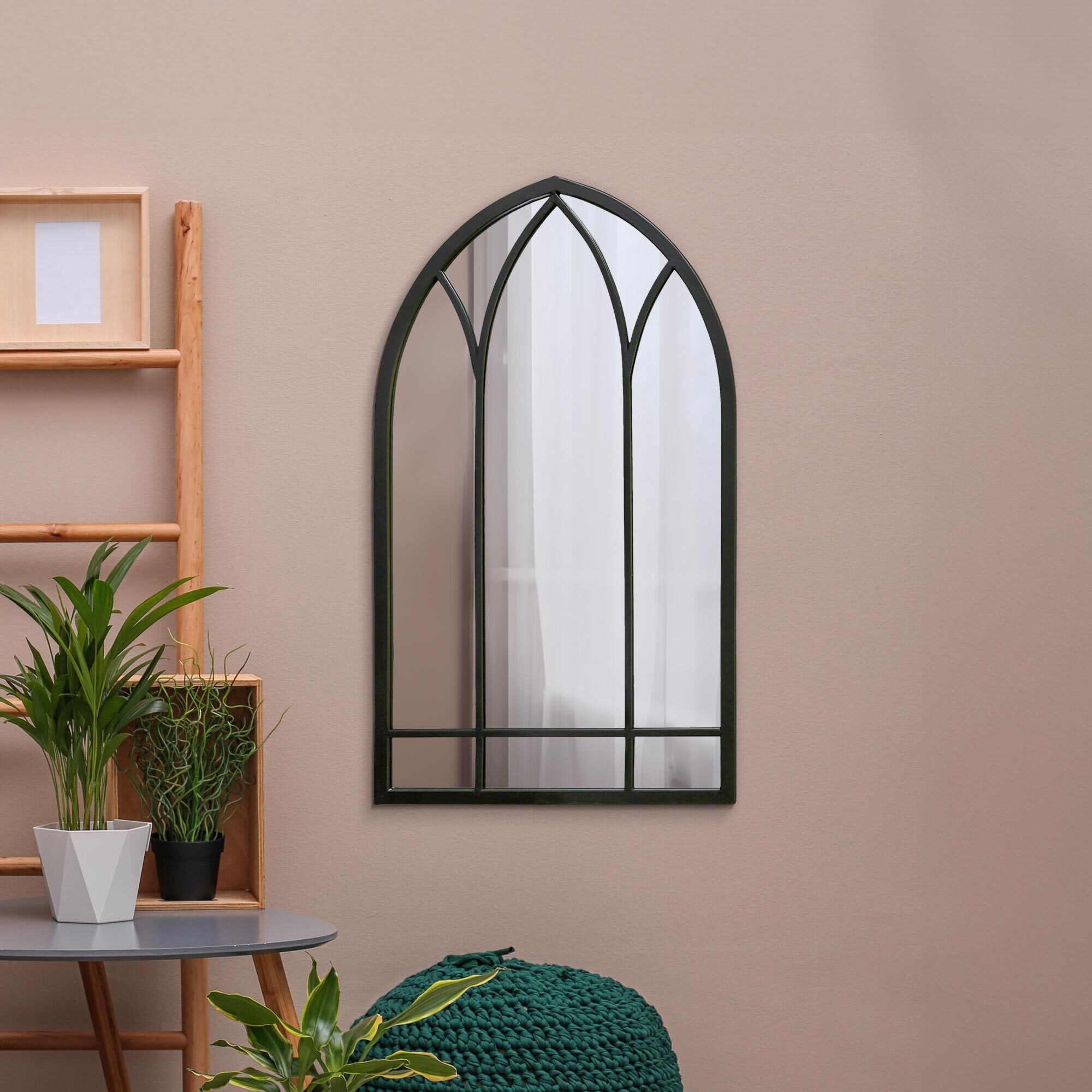 Arcus Window Arched Wall Mirror Black by Dunelm