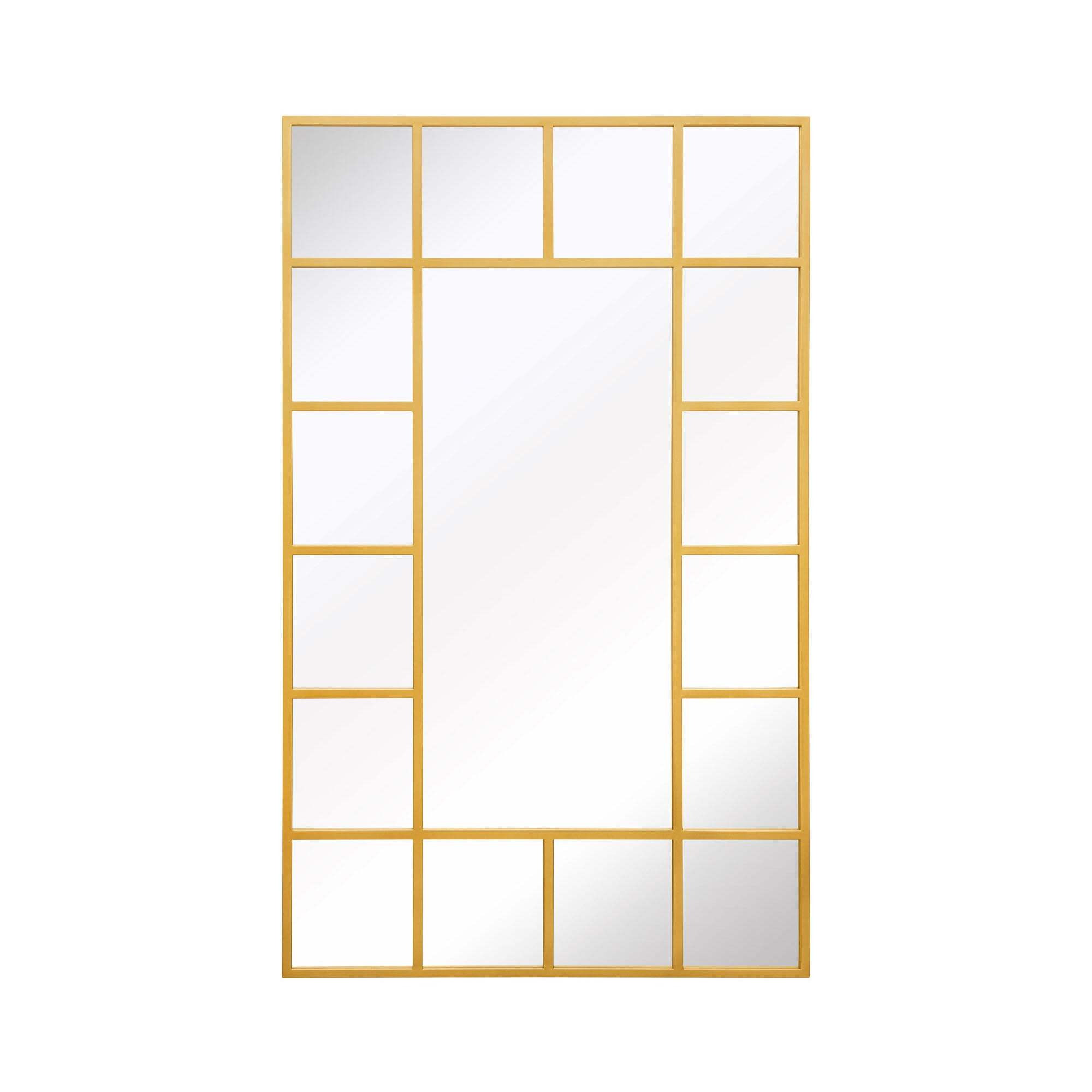 Wenestra Modern Rectangle Wall Mirror Gold by Dunelm