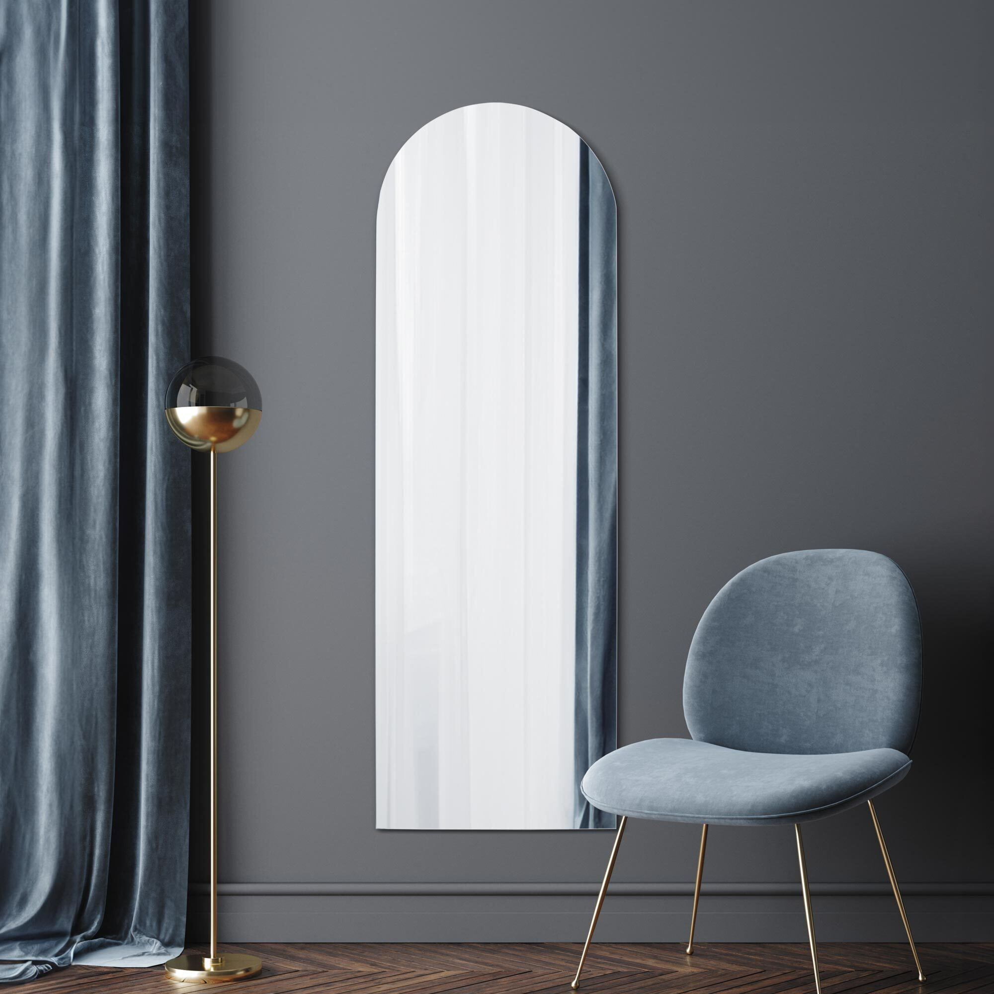 Arcus Slim Arched Full Length Wall Mirror Clear by Dunelm