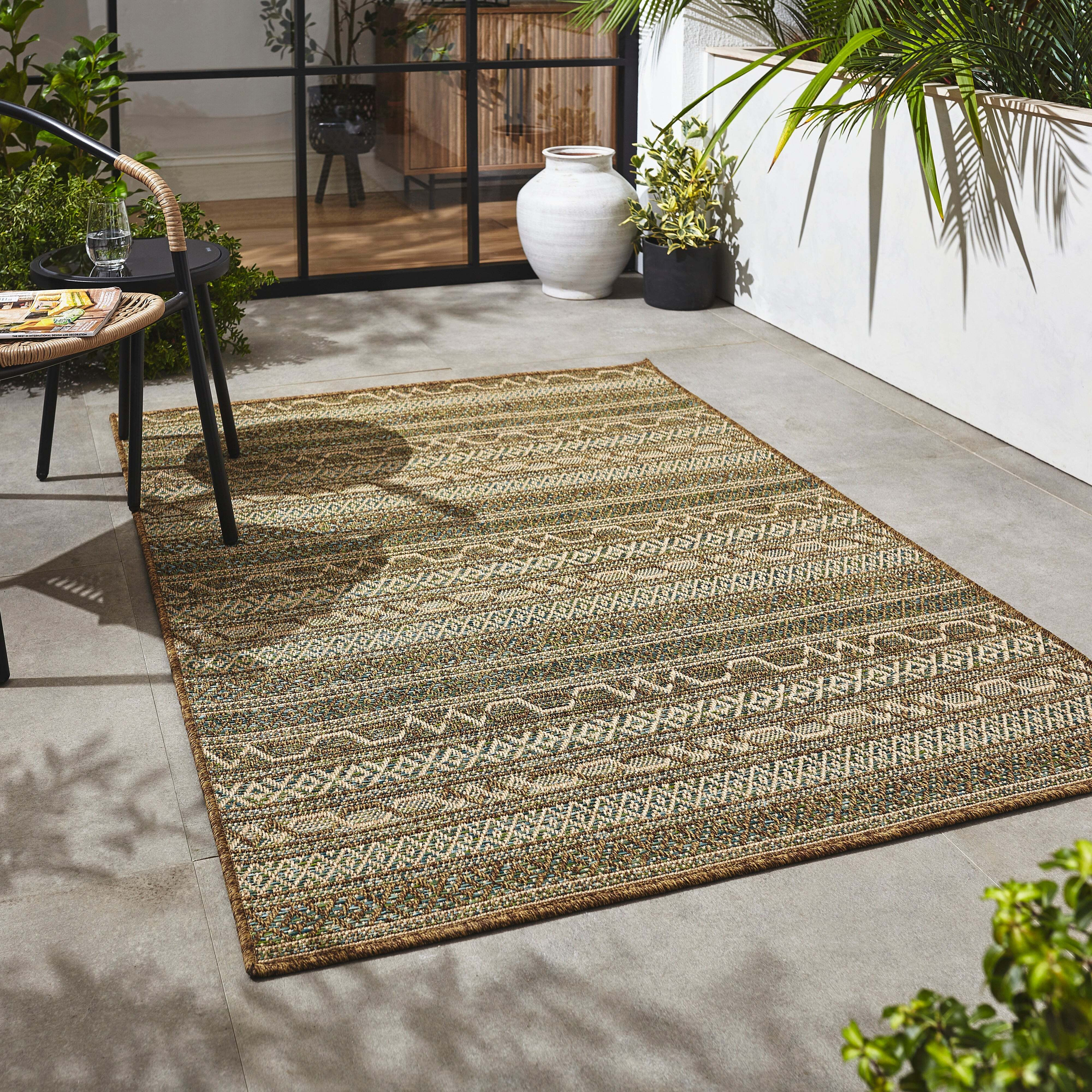 Panama Weave Green Indoor Outdoor Rug Natural by Dunelm | uFurnish.com