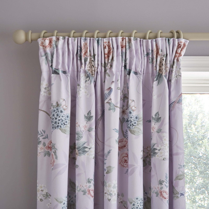 Dorma Love Bird Lavender Blackout Pencil Pleat Curtains Lavender