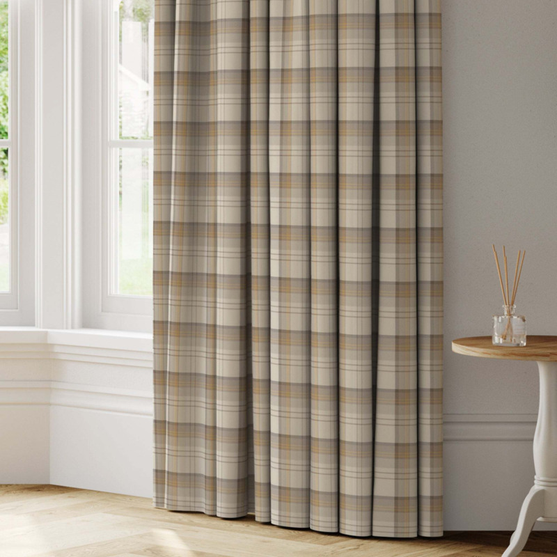 Highland Check Made to Measure Curtains yellow by Dunelm