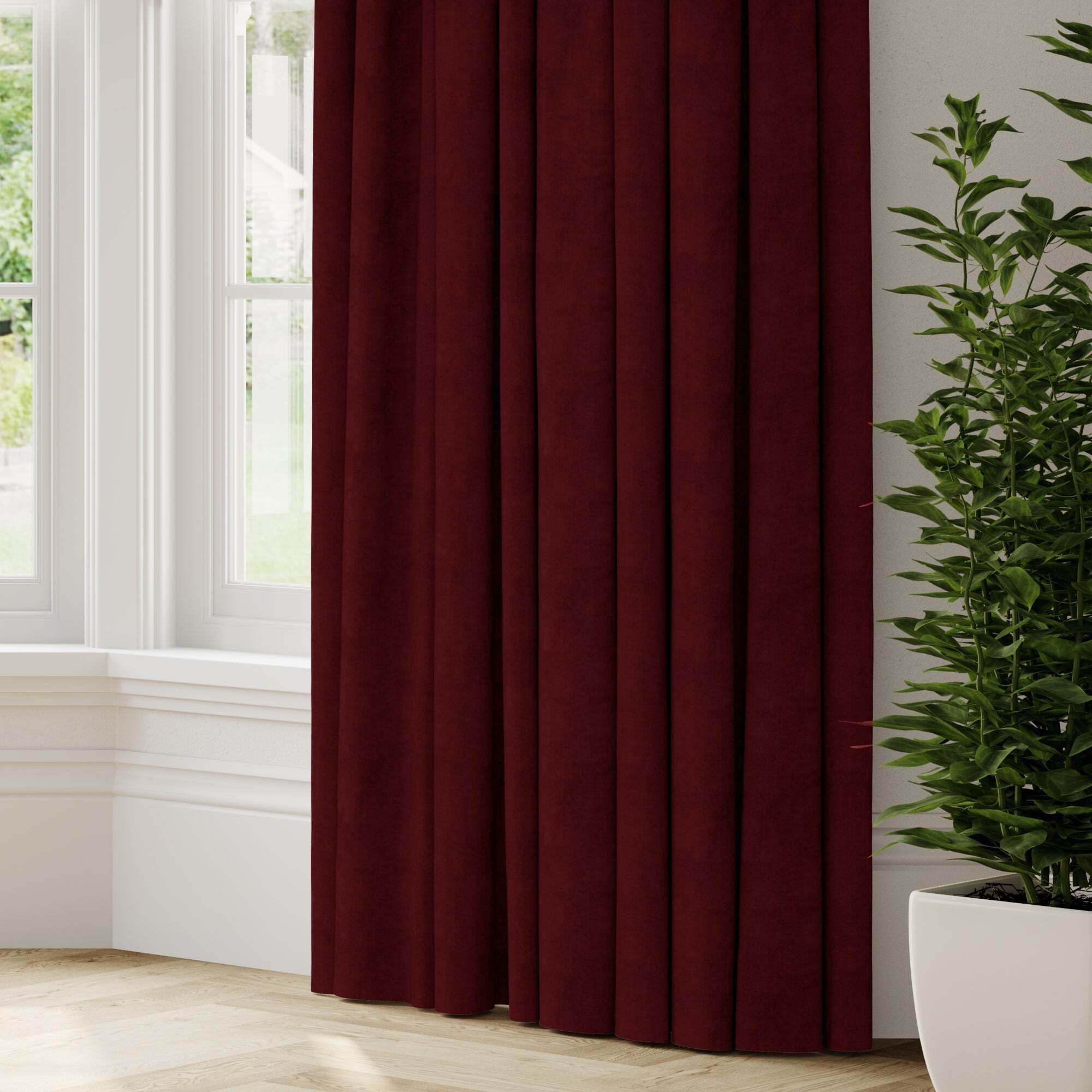 Empire Made to Measure Fire Retardant Curtains Dark Red by Dunelm