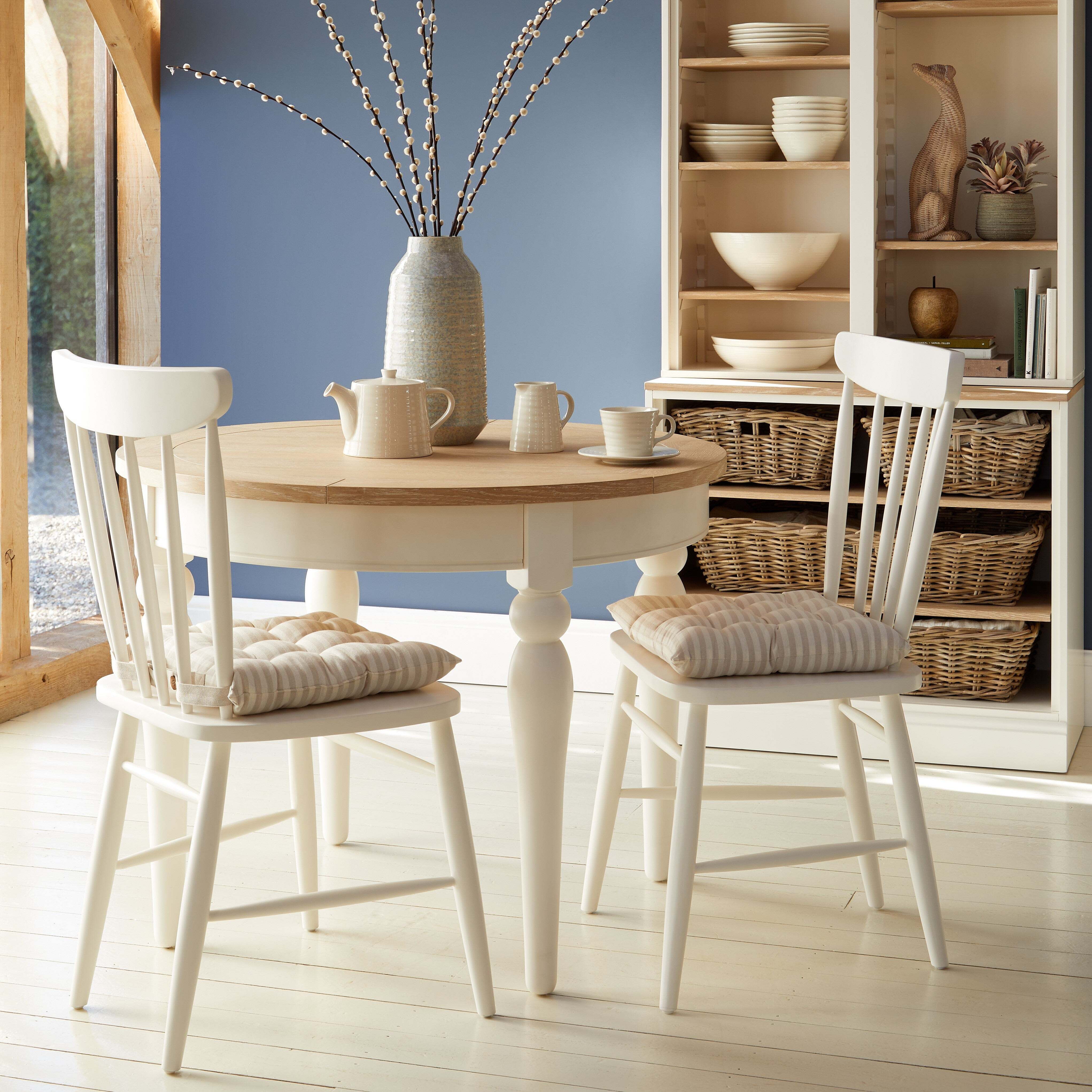Churchgate Round Dining Table and 2 Ivory Chairs Cream by Dunelm ...