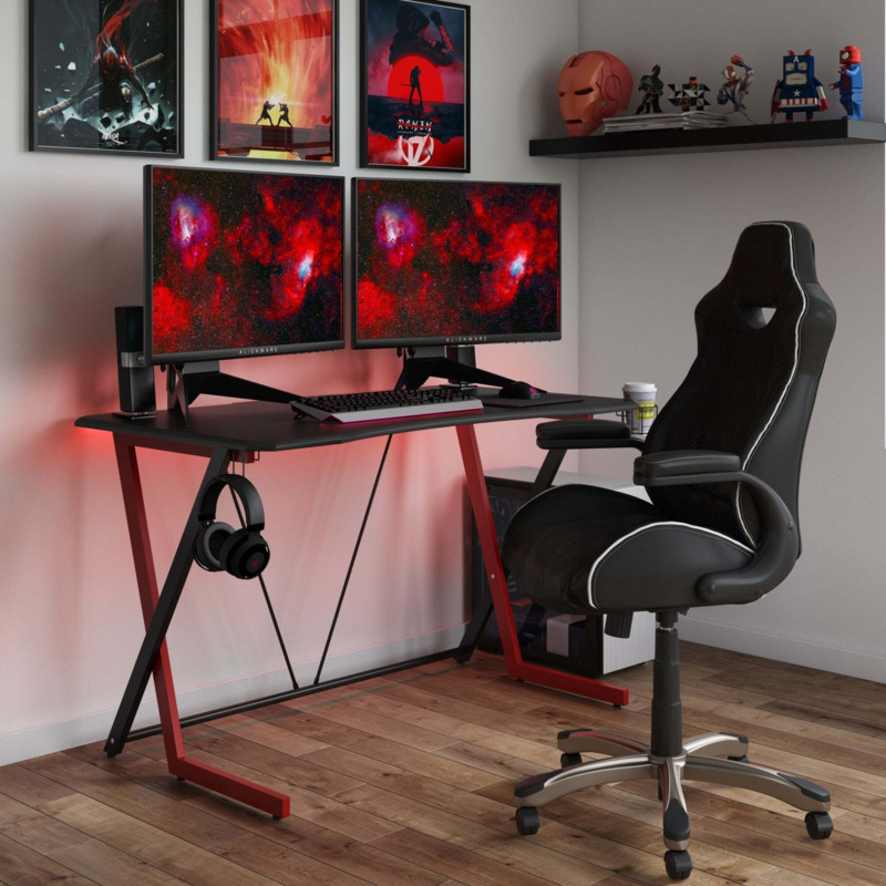 Phantom Gaming Desk and Silverstone Chair Bundle Black by Dunelm