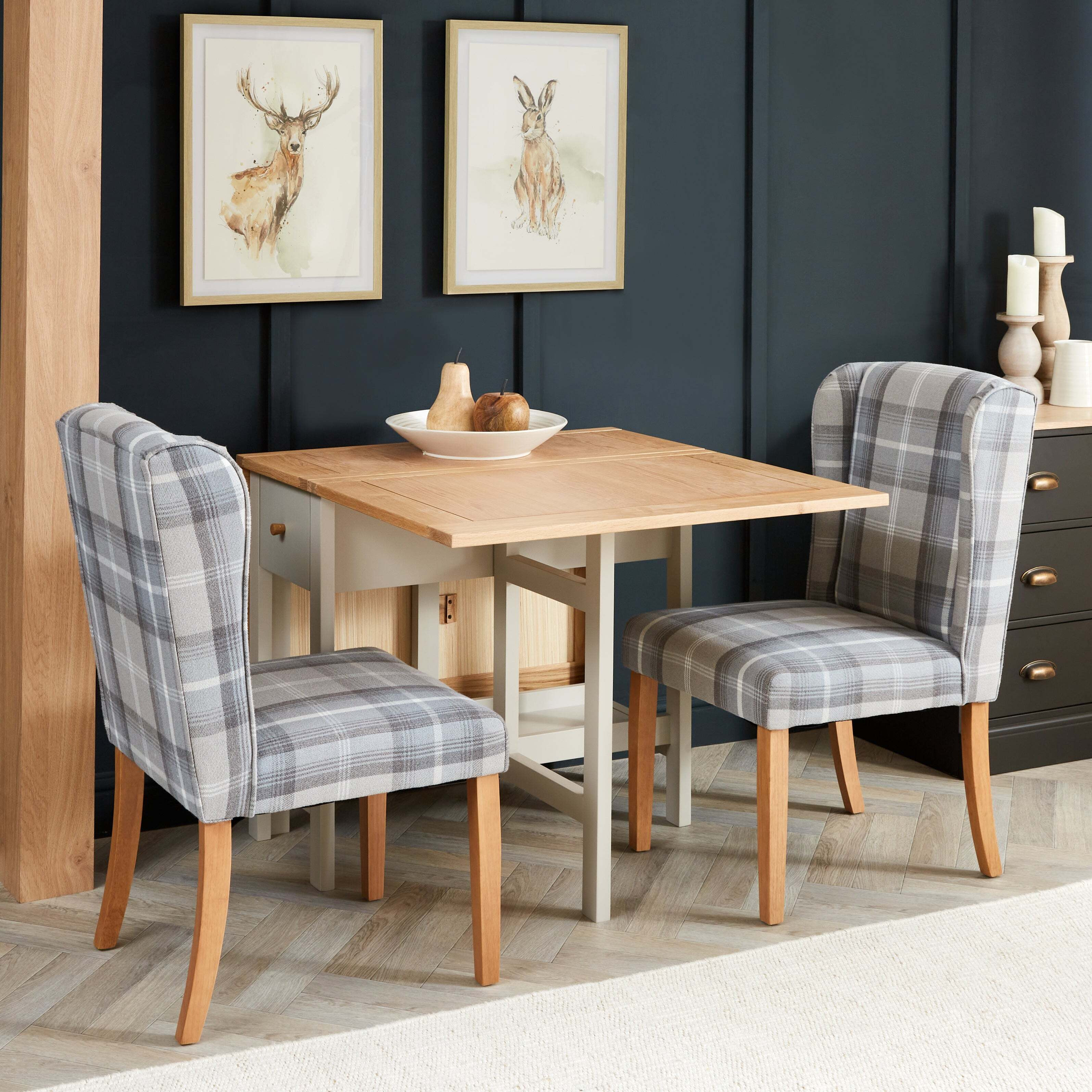 Clifford Rectangular Drop Leaf Dining Table with 2 Oswald Chairs Oswald ...