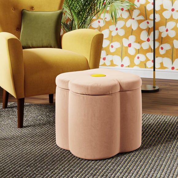 Clover Velvet Storage Footstool by Dunelm | uFurnish.com