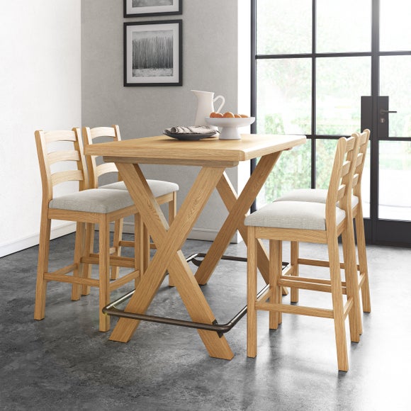 Normandy 2-4 Seater Bar Table, Oak by Dunelm | uFurnish.com
