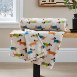Sam the Sausage Dog Throw Blanket 130cm x 170cm by Dunelm