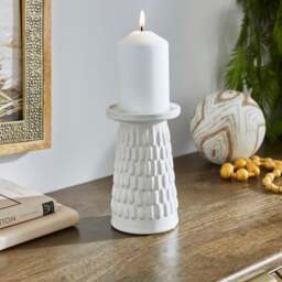 Zen Ceramic Pillar Candle Holder by Dunelm | uFurnish.com