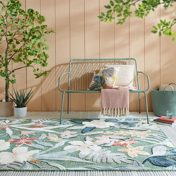 Tropical Floral Indoor Outdoor Rug by Dunelm | ufurnish.com
