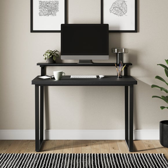 Freddie Black Step Up Shelf Desk by Dunelm | uFurnish.com