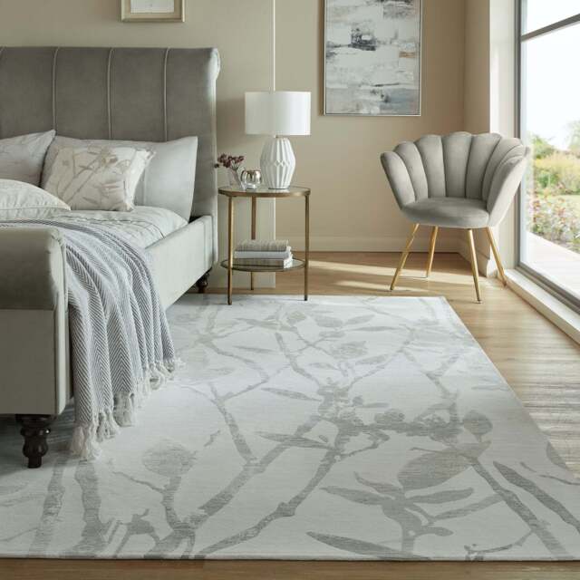 Zen Chenille Flatweave Rug Silver by Dunelm | ufurnish.com