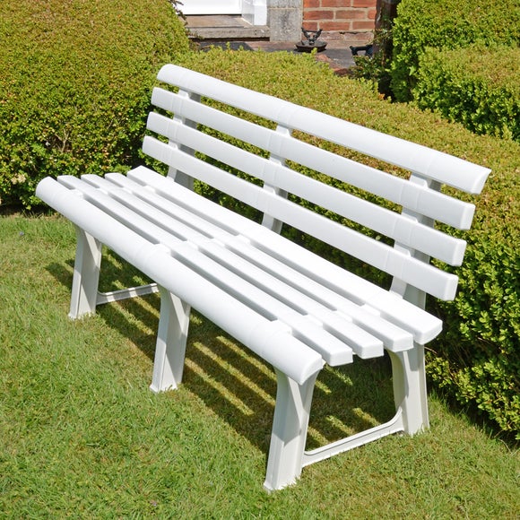 Brindisi 3 Seater White Bench by Dunelm | uFurnish.com