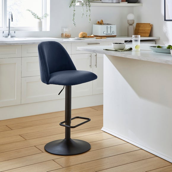 Delaney Adjustable Height Barstool, Velvet by Dunelm | uFurnish.com