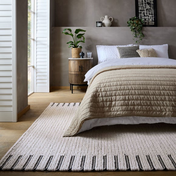 Striped Border Rug Plaited Wool Striped Border Rug by Dunelm | uFurnish.com